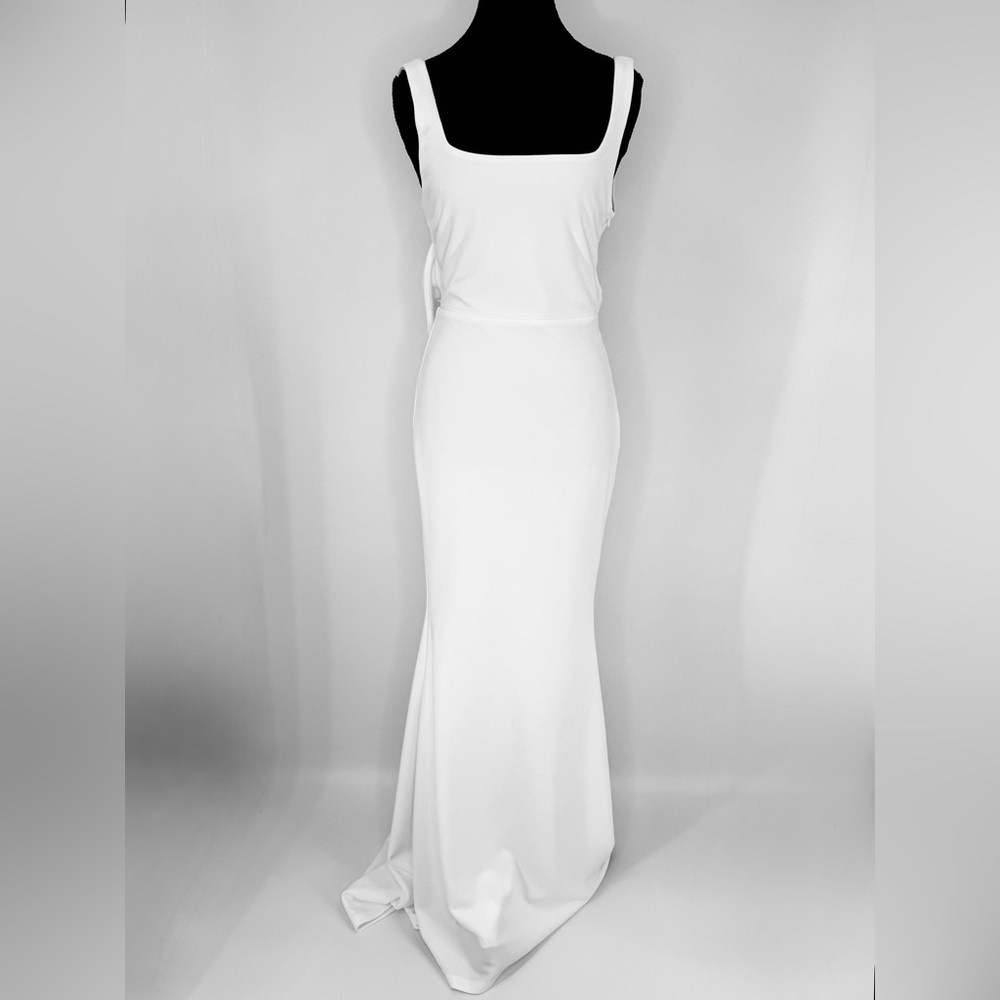 Lulus Loving Fate White Bow Square Neck Backless Maxi Long Dress, Size S, NWOT - Picture 7 of 15